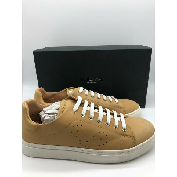 BUGATCHI Solid Nubuck Leather Sneaker In Maple Size 10 Made in Italy MSRP 275$ - Picture 1 of 12